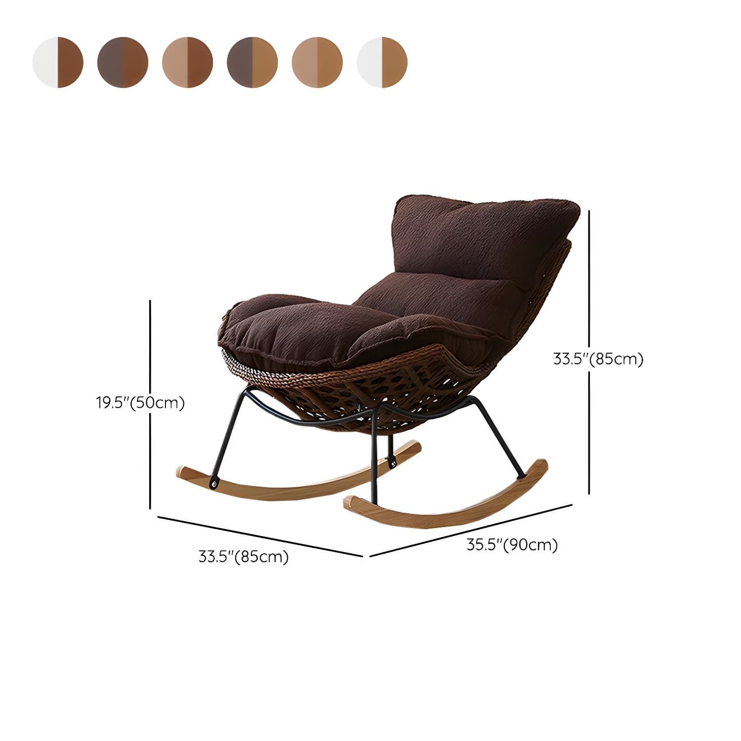 Elegant Walnut Wood Rocking Chair for Modern Living - Upholstered Seating and Stylish Track Arms thumbnail 14