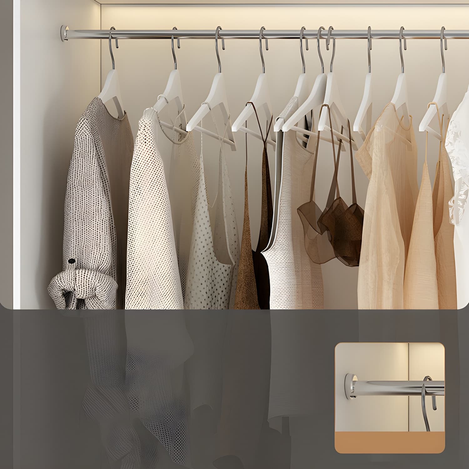 Modern White Wood Frame Wardrobe Armoire Freestanding Wardrobe with Soft Close Drawers thumbnail 8