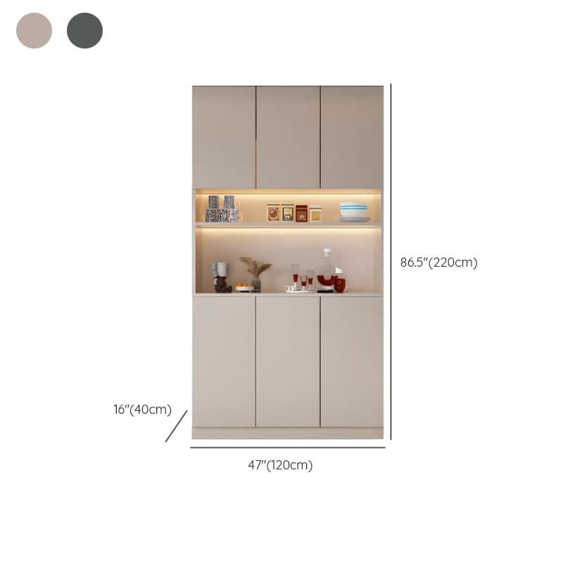 Modern Timber Countertop Server with Glazed Door Hutch, Narrow Size, Six Internal Shelves for Kitchen Cupboards thumbnail 11