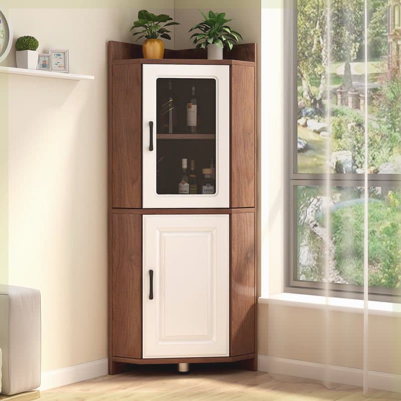 Gray/Wood Grain Unattached Accent Cabinet with Engineered Wood for Living Room thumbnail 6