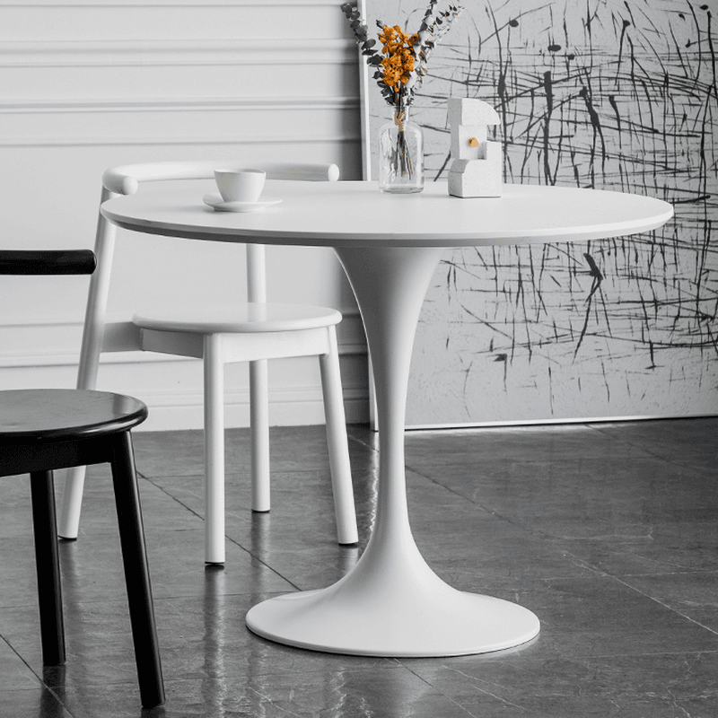 Chalk Circular Stone Art Deco/Glamorous Dining Table for 2, Scratch-immune & Fixed Table thumbnail 6