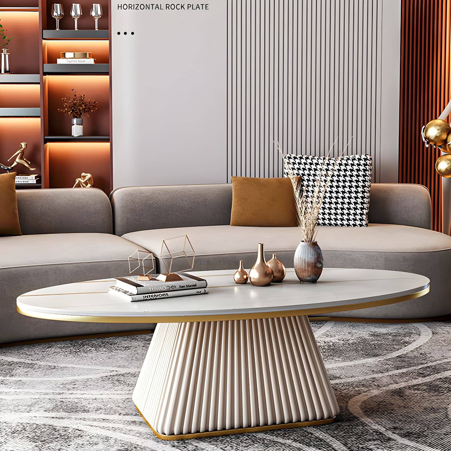 Glam Single Coffee Table Oval Pedestal Coffee Cocktail Table thumbnail 16