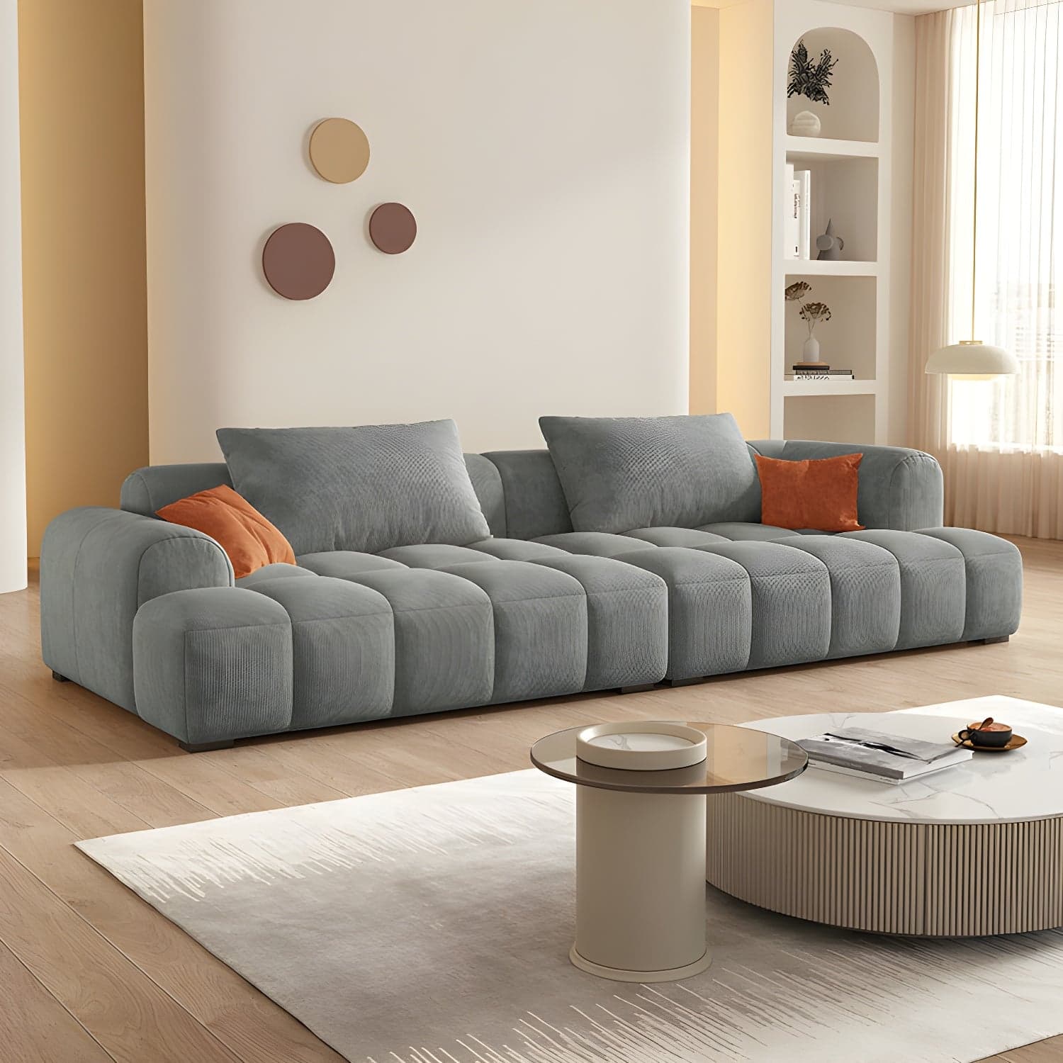 24.8" High Sofa with Tight Back Square Arm Corduroy for Apartment thumbnail 4