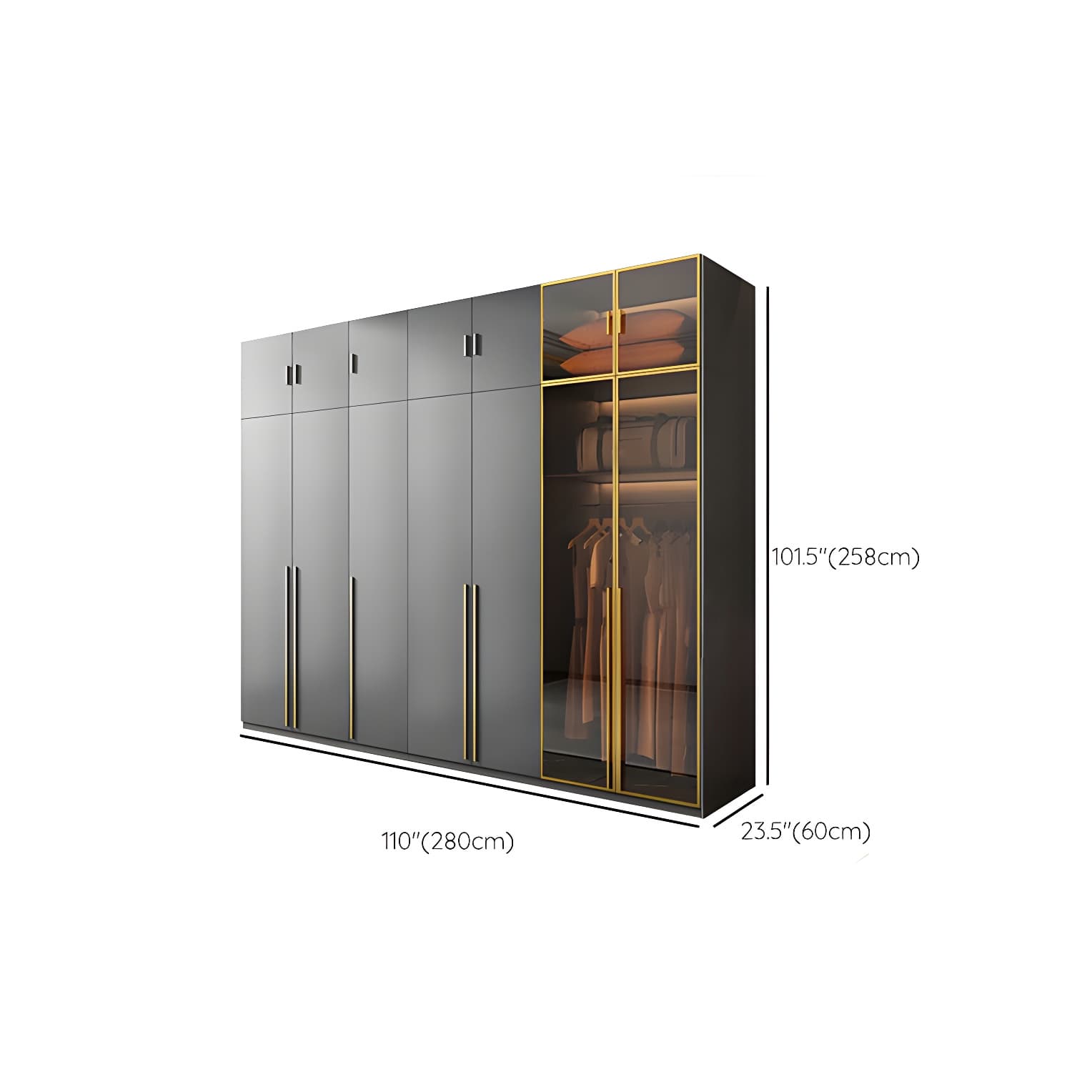 Modern Glass Wardrobe Wardrobe Armoire Wardrobe Cabinet for Home thumbnail 30
