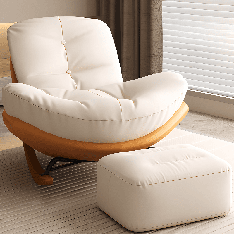 Stationary Upholstered Rocking Chair with Cushioned Rear in a Scandinavian Style, Footstool Included/Not Included thumbnail 23