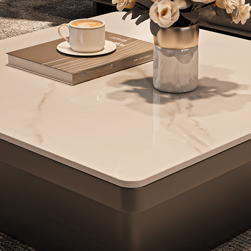 Contemporary Design Transparent Glass Single Board Game Coffee Table with Plinth Base in Midnight Black, Square Top thumbnail 5