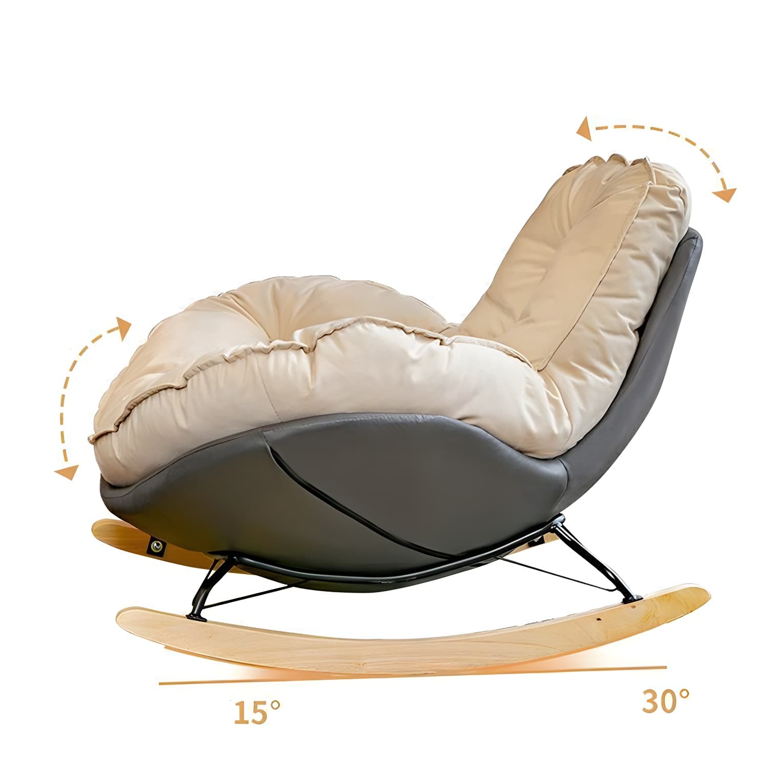 Contemporary Upholstered Rocking Chair with White Tufted Flannel Cushion and Solid Wood Legs thumbnail 13