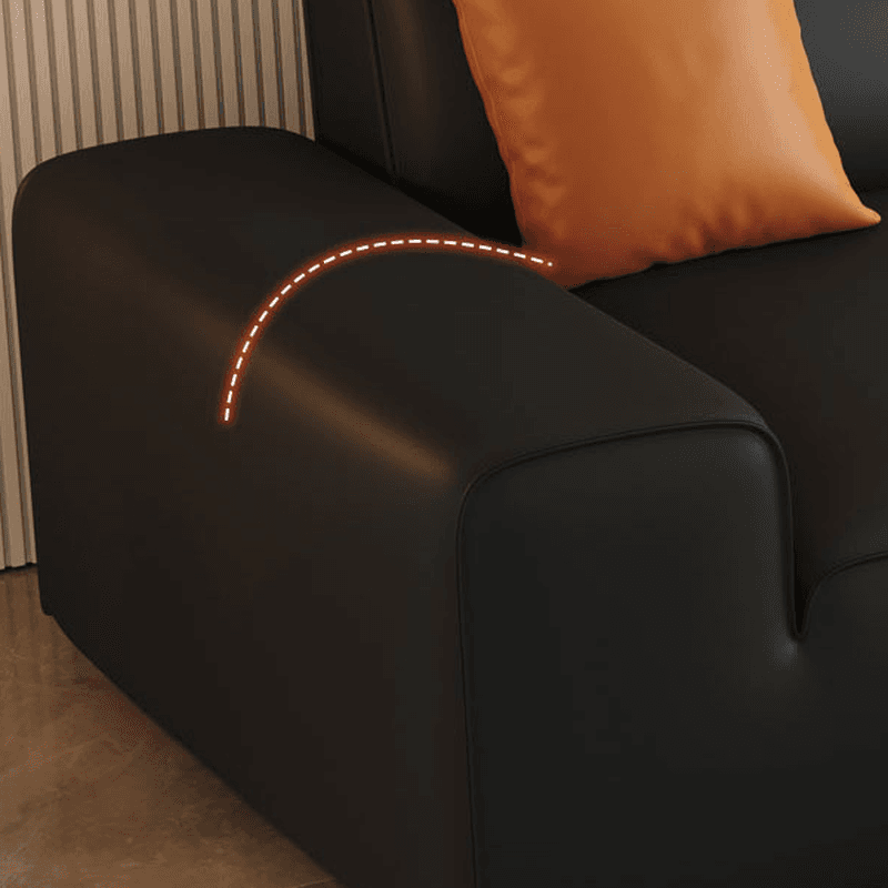 Modern Solid Color Water Resistant Sofa in Midnight Black with 6-seater Capacity and 2 Pillows thumbnail 6