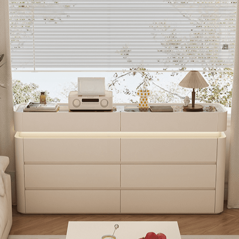 Simplistic Hardwood Double Dresser with 8 Horizontal Drawers and LED Lights thumbnail 8