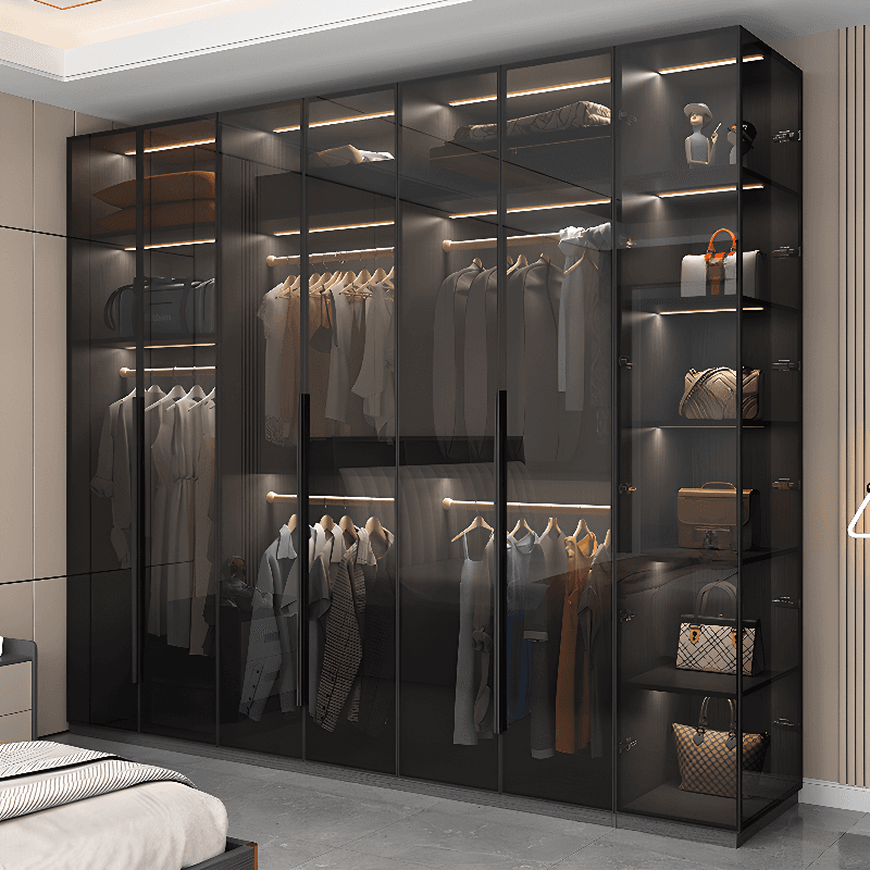 Midnight Black Unattached Lumber Armoire Cabinet with Soft Close Door, Interior Shelves, Clothing Rod and Soft Close Drawer thumbnail 1