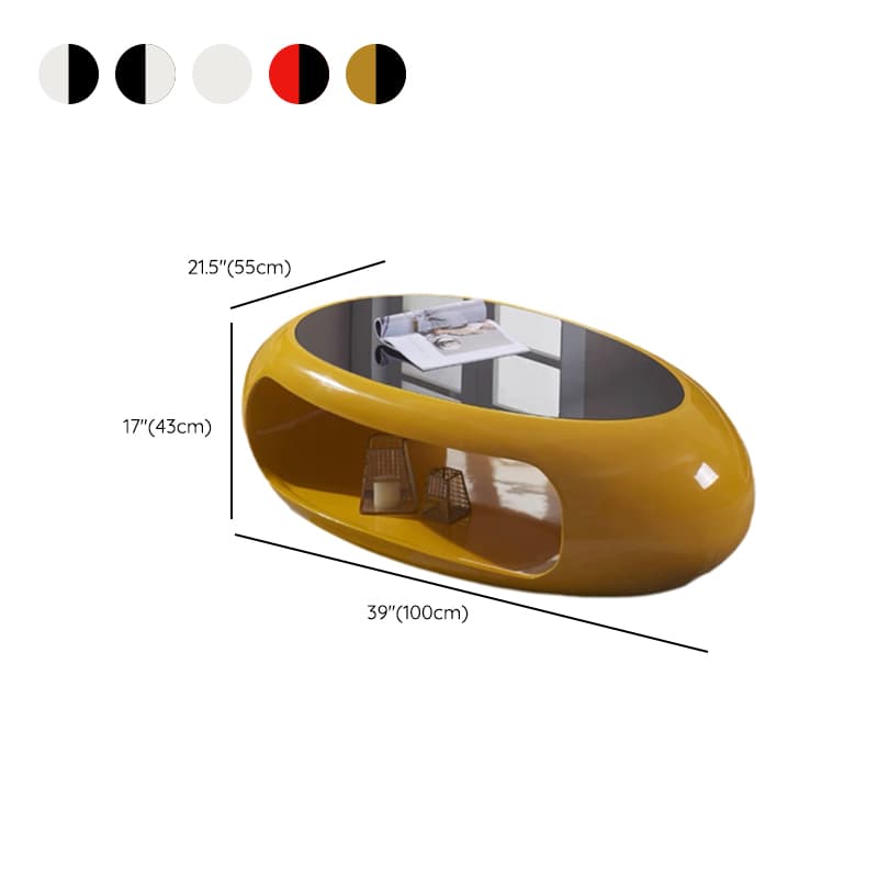 Simple Ink Oval/Rounded Hardened Glass Single Accent Table with Container & Abstract Base thumbnail 22