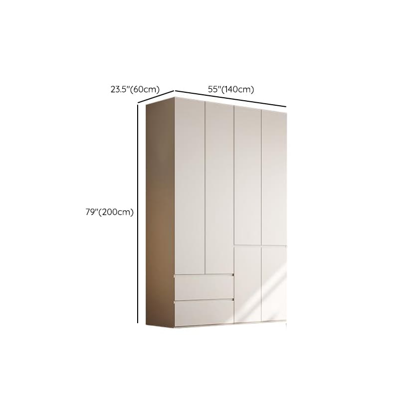 Chalk Modern Natural Wood Standalone Almirah with Soft Close Drawer, Interior Shelves, and Hanging Rod thumbnail 8