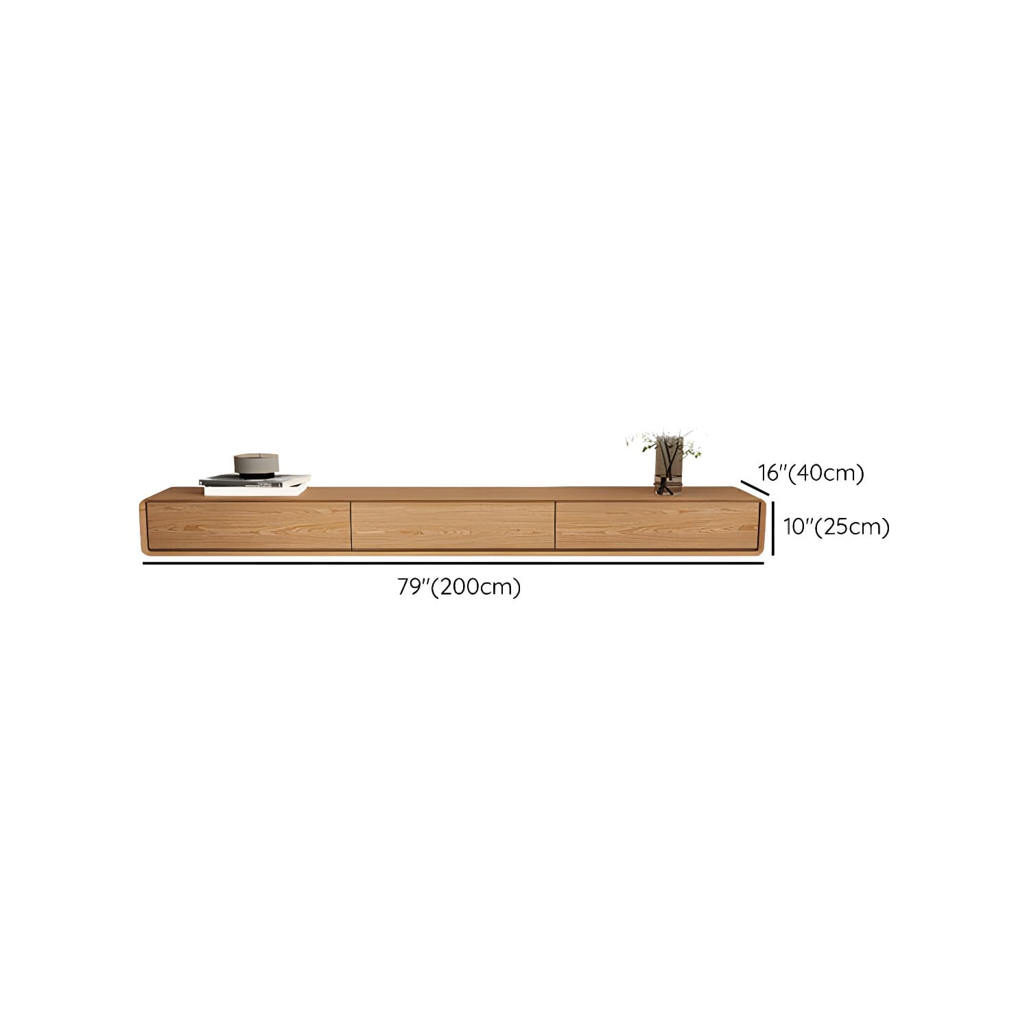 Contemporary Wood Media Console TV Stand in Natural with Drawers thumbnail 17