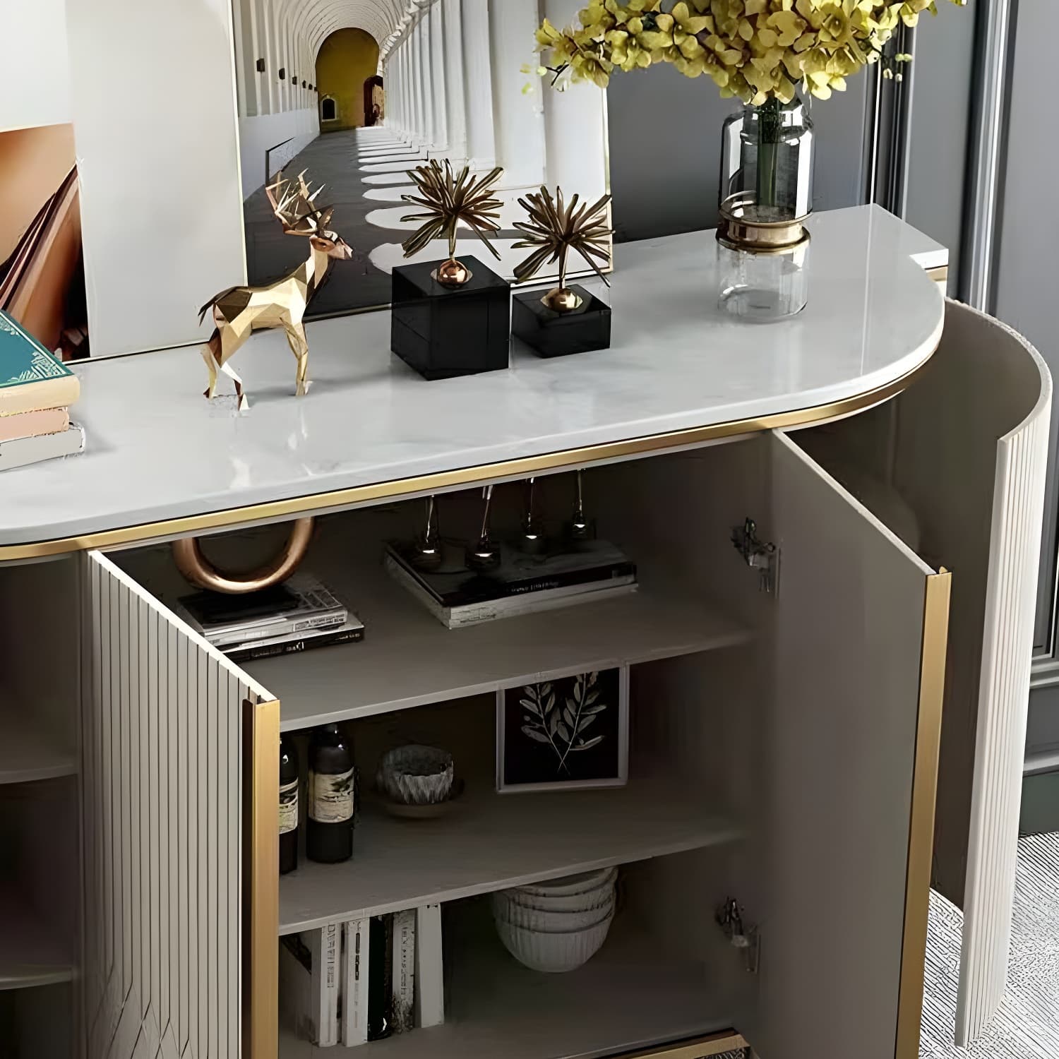 Marble Sideboard Modern & Contemporary Side Board with Cabinets - image 10