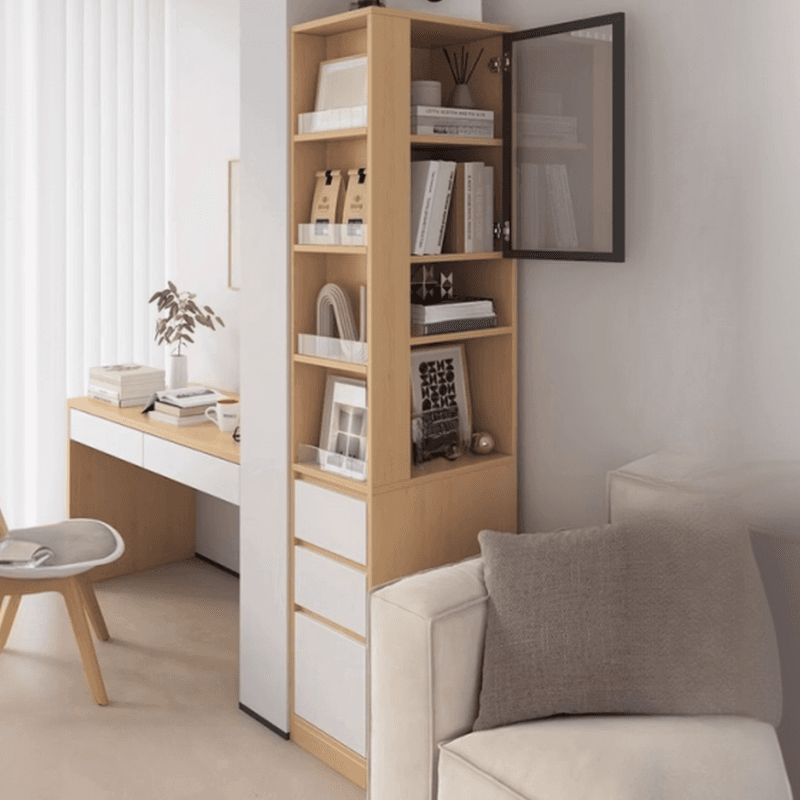 Modern Simple Style Rectangular Decorative Cabinet with 4 Exterior Shelves, Lumber Countertop in Wood Color, Soft Close Drawer, and Stain Resistant thumbnail 3