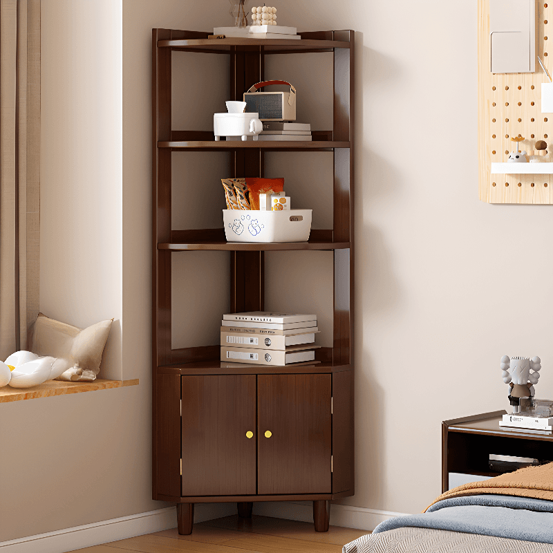 Art Deco Lumber Accent Cabinet Wood Color/Sepia Nook with Storage Cabinet, Pull Knobs and 5 Exterior Shelves/4 Exterior Shelves/3 Exterior Shelves thumbnail 9