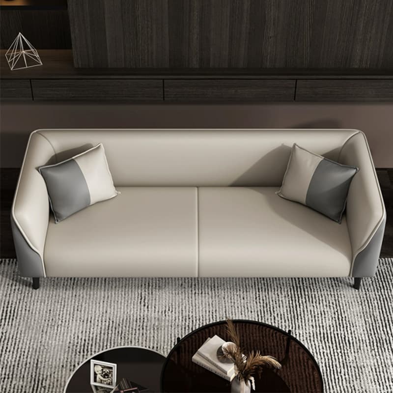 Contemporary Faux Leather Tuxedo Sofa with Water Resistant Design and Foam Seat Cushions thumbnail 17