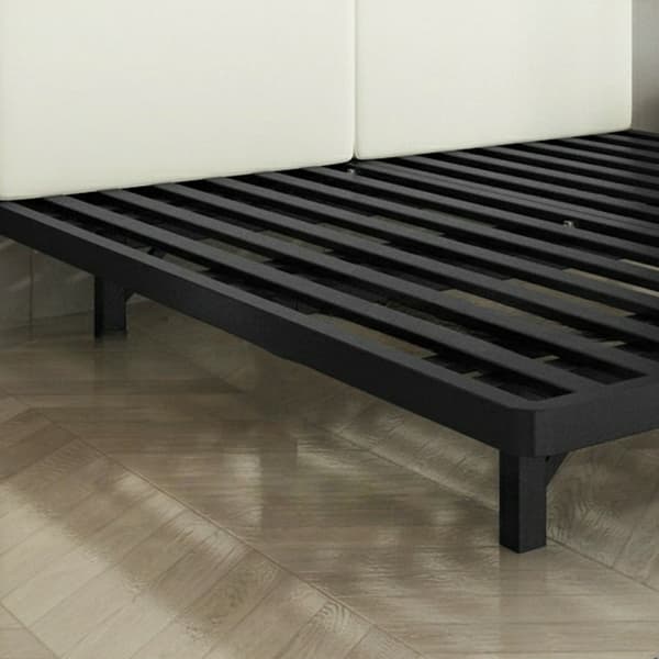 Modern Iron Open-Frame Bed with Solid Color, Metal Slats, and Legs Included thumbnail 7