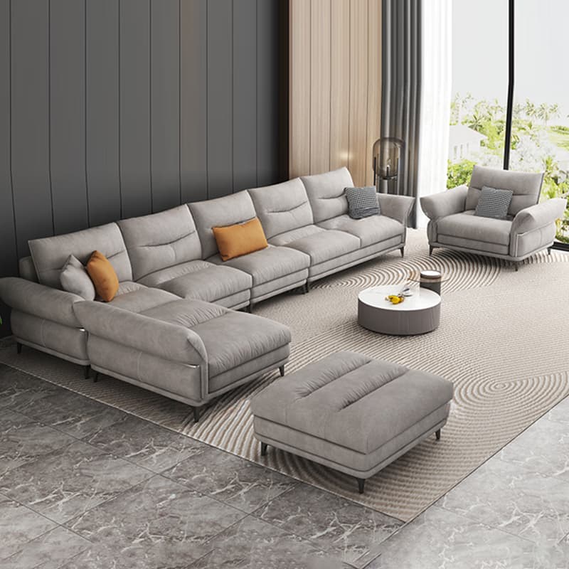 L-Shape/Straight Reversible/Horizontal Sofa Chaise/Sofa with Natural Wood Frame for Seats 5 thumbnail 4