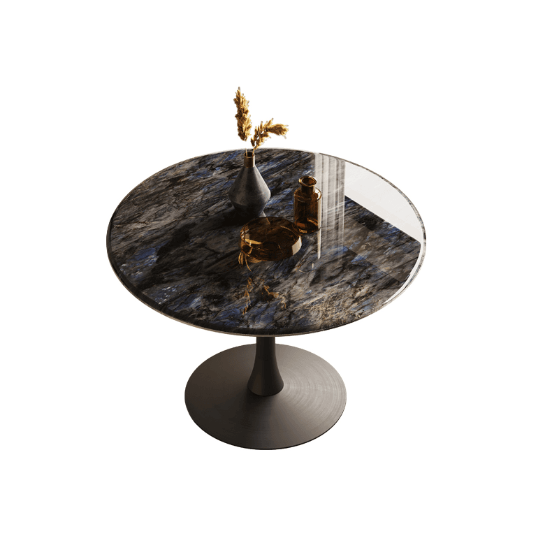 Art Deco Multi-Color Rounded Dining Table with Stone Top, Scratch-immune, Standard Height, Seats 2