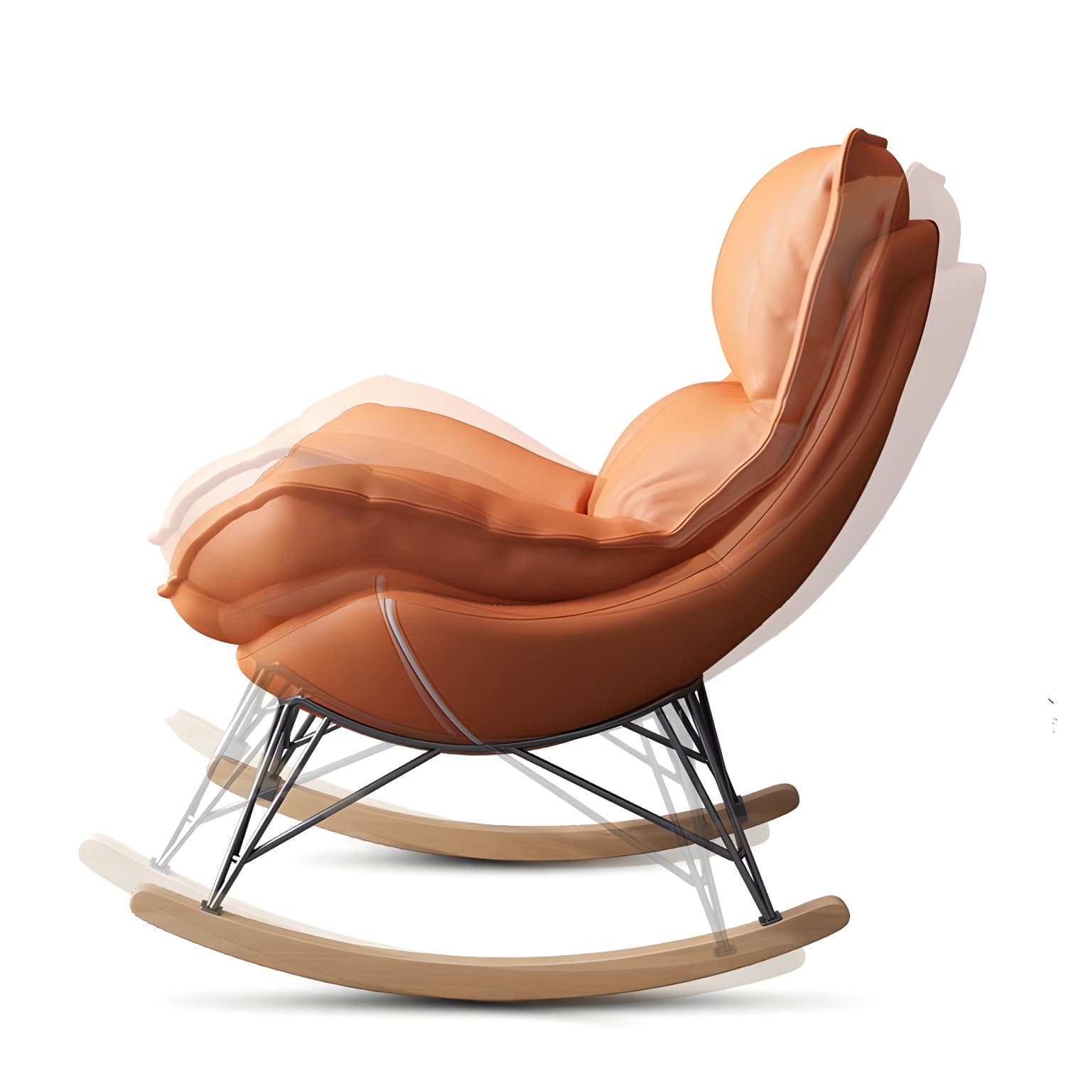 Modern Glider Chair Pure Color Metal Dark Legs Rocking Chair with Ottoman thumbnail 13
