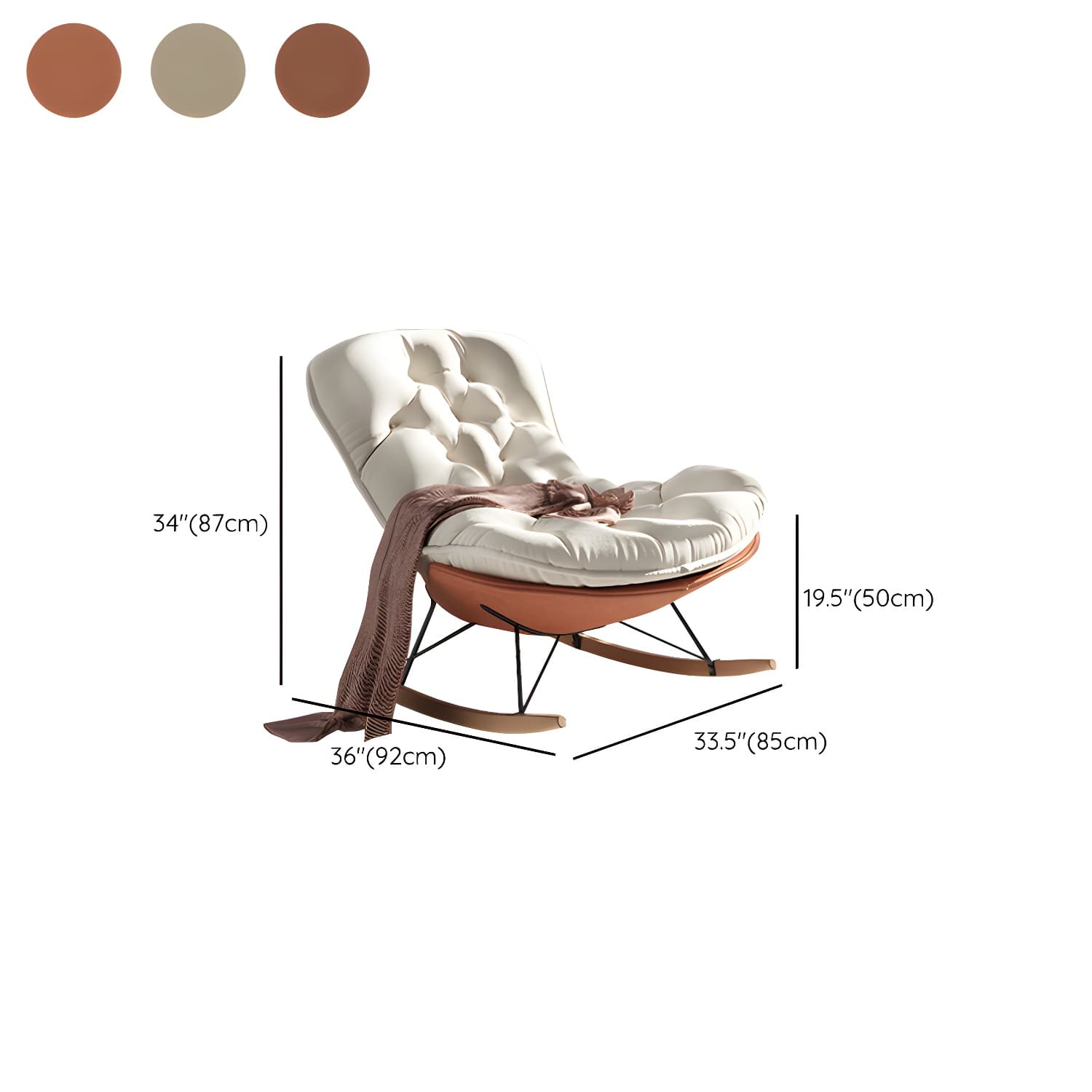Stylish and Comfortable Modern Upholstered Indoor Rocking Chair with Natural Wood Legs thumbnail 16