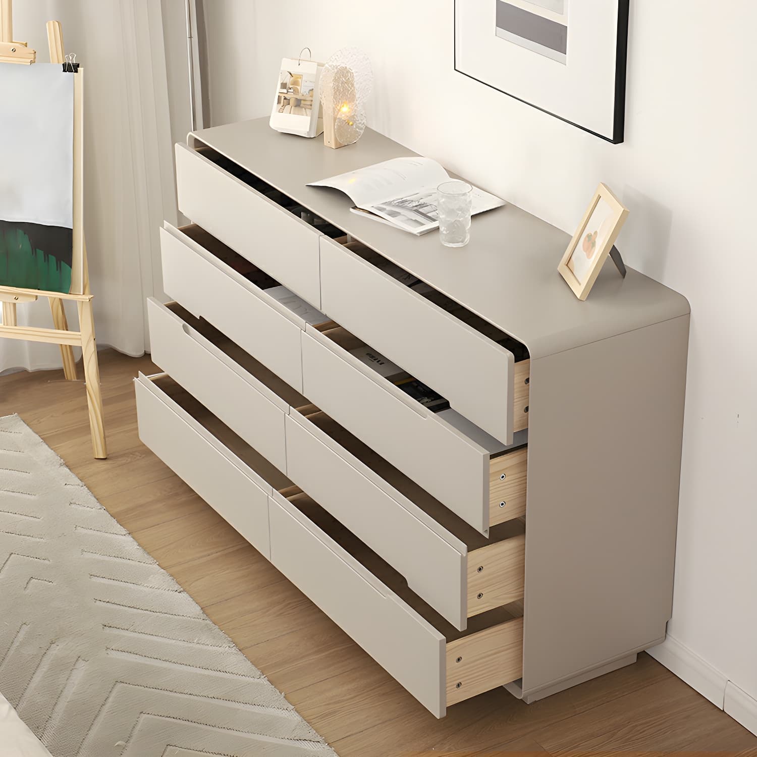 Light Oak Modern Dresser with Solid Wood Construction and Soft-Close Drawers thumbnail 6