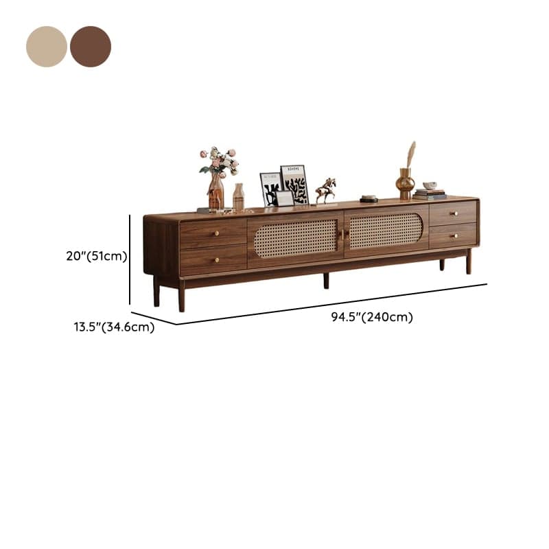 Solid+Engineered Wood TV Stand with 4 Drawers, 2 Cabinets, Cable Management, and Variable Shelf thumbnail 13