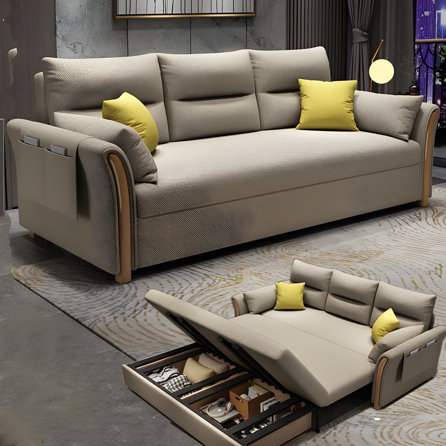 Fabric Sofa Bed Settee Furniture Flared Arm Latex Filled Sofa thumbnail 9