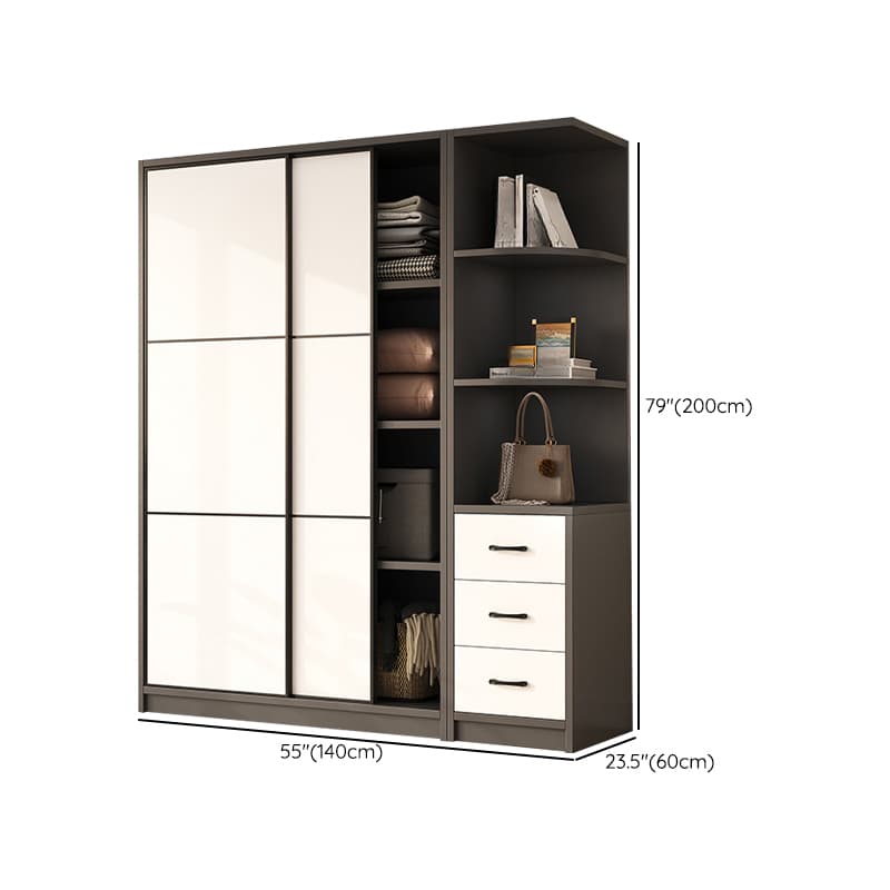 Detached Timber Gray Wardrobe Armoire with Soft Close Door, Interior Shelves and Hanging Rod, Soft Close Drawer Included/Not Included thumbnail 18