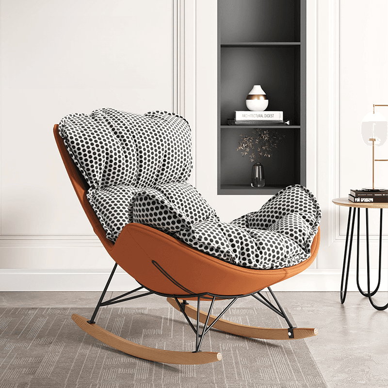 Stationary Rocking Chair with Flared Arm and Rear Support thumbnail 5