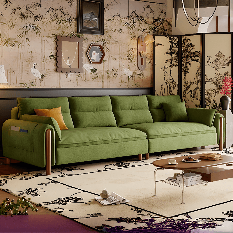 Straight/L-Shape Olive Green Sofa/Corner Sectional with Horizontal/Left Orientation thumbnail 1