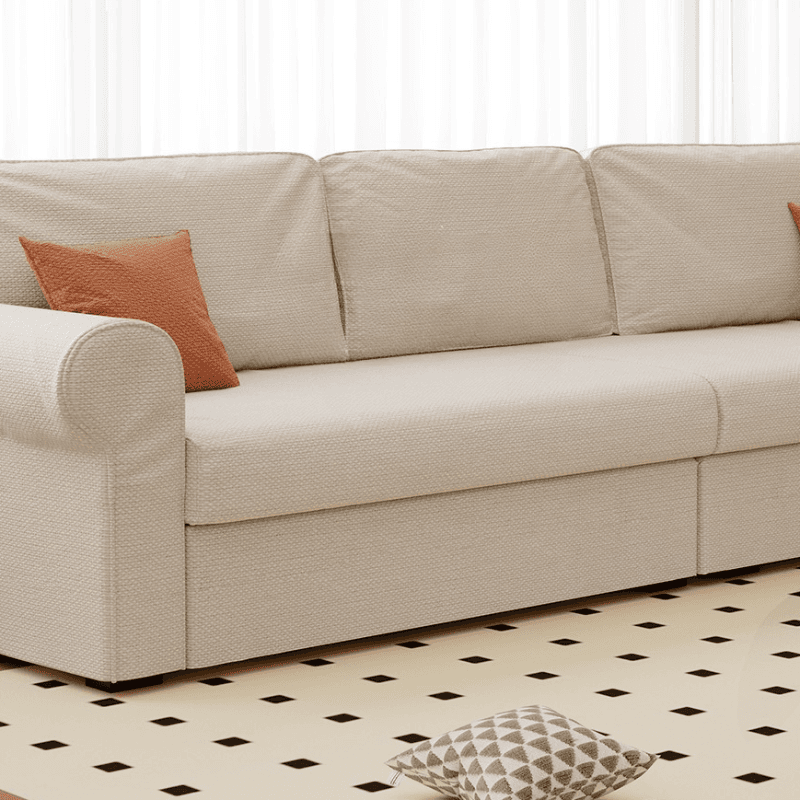 Modish Solid Color Stain Resistant Standard Sofa in Black/Jade Green/Taupe for 4-seater/5 Person with 2 Pillows thumbnail 13