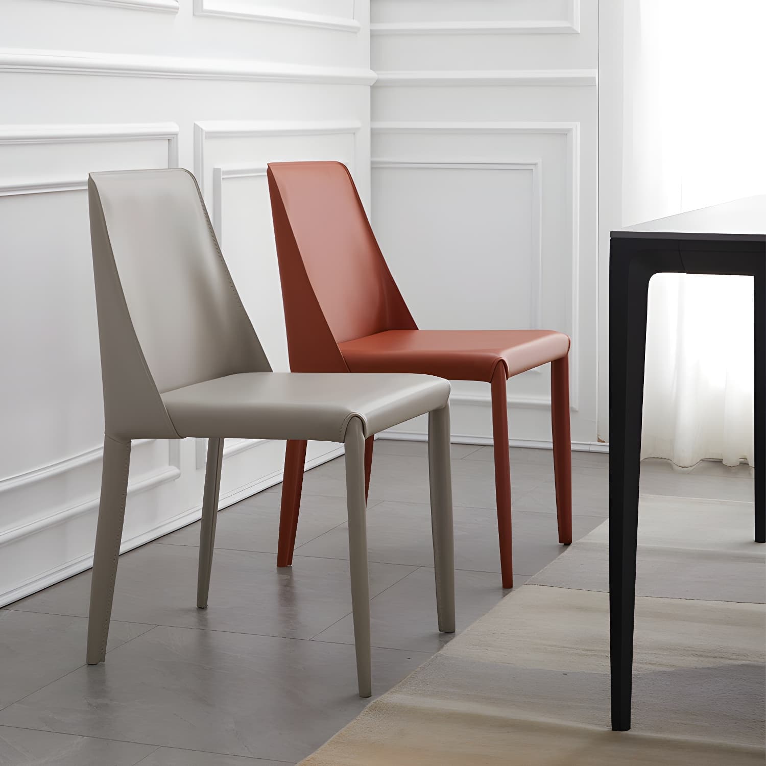 Modern Metal Dining Room Chairs Armless Leather Dining Chair for Restaurant thumbnail 12