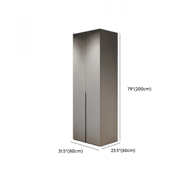 Dove Grey Minimalist Manufactured Wood Wardrobe Closet with Compartments, Soft Close Door, Interior Shelves, and Clothing Rod thumbnail 17