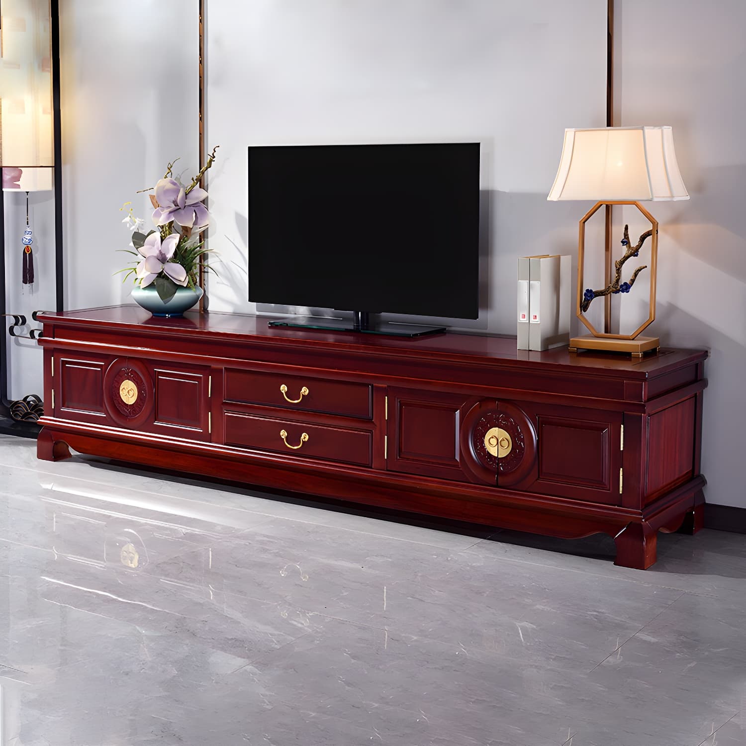 Wooden TV Cabinet Classical Storage TV Stand for Living Room thumbnail 3