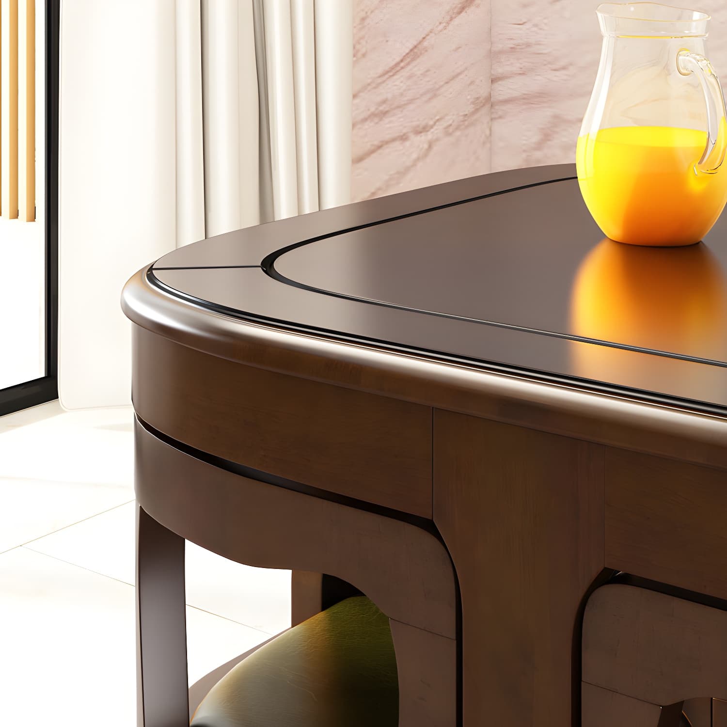 Modern Wood Dining Set in Medium Brown - Table and Chairs with Solid Wood Features thumbnail 5