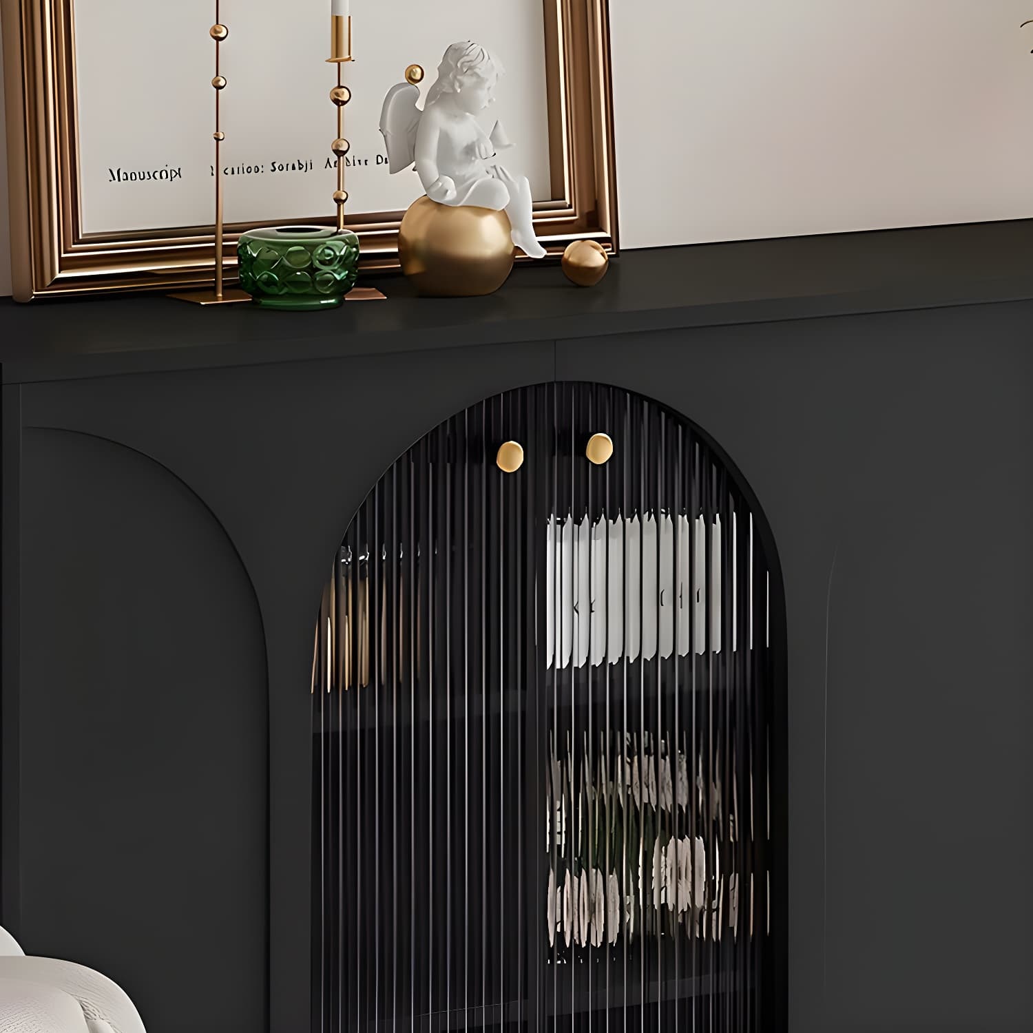 Modern Wooden Sideboard with Glass Doors and Adjustable Shelving thumbnail 8