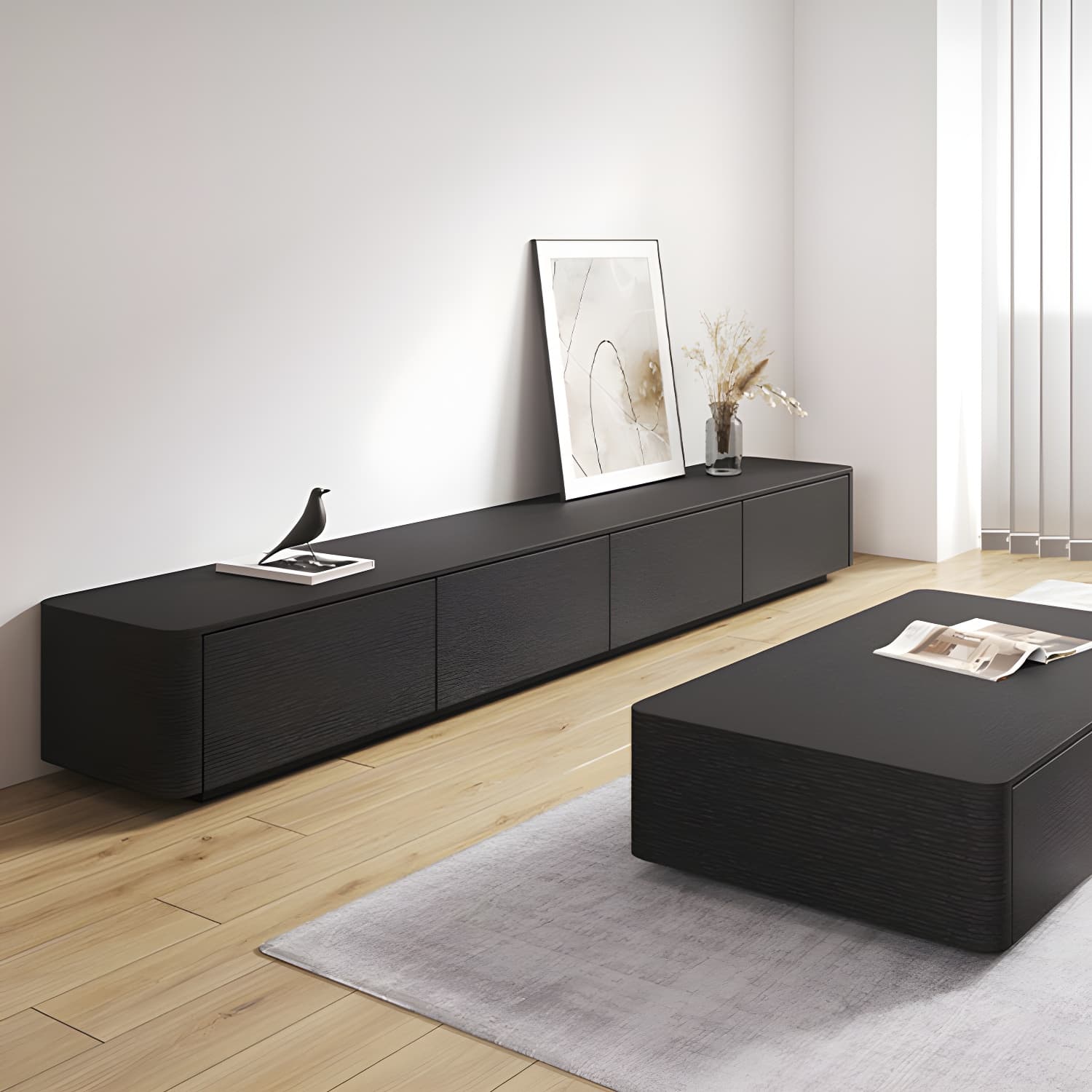 3 / 4 Drawers Modern TV Console 16" D Closed Storage Wooden TV Stand thumbnail 4