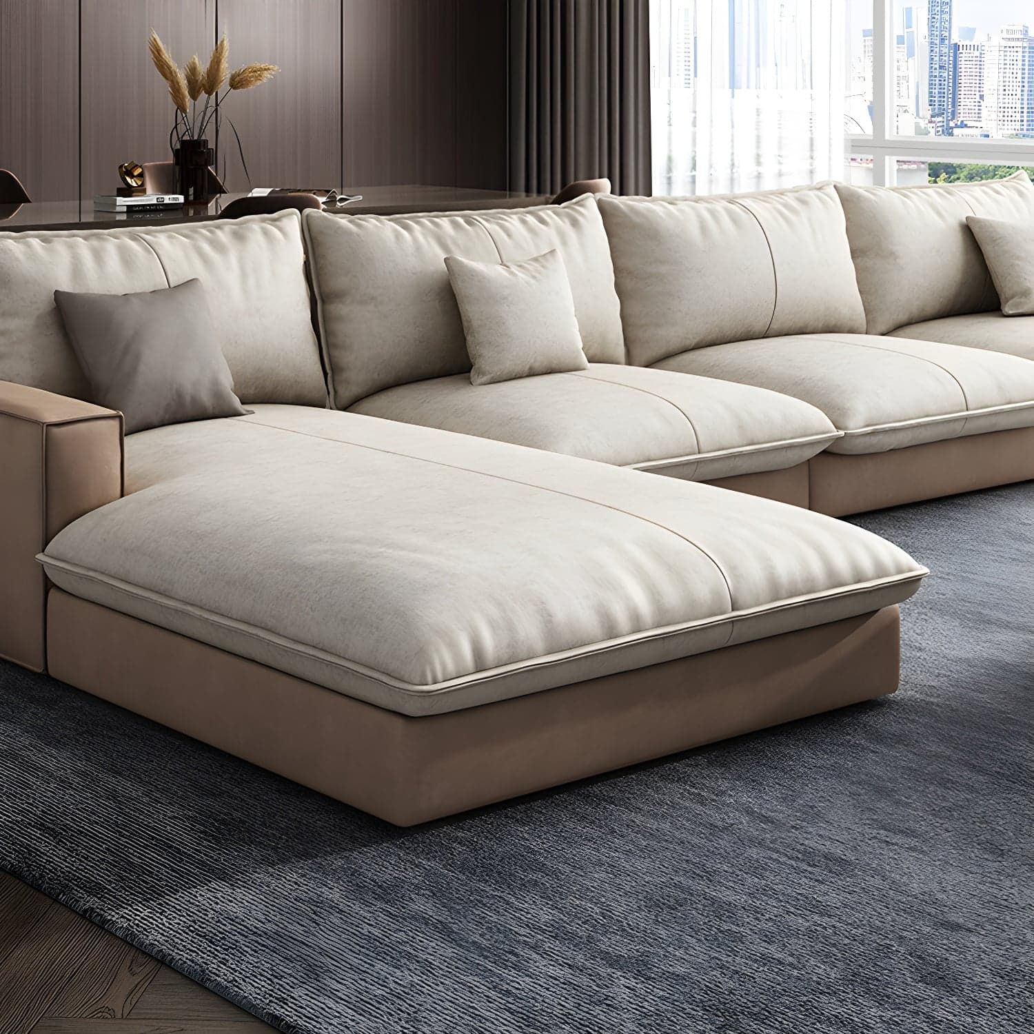 Scandinavian Pillow Back Sectional with Square Arm for Living Room thumbnail 8