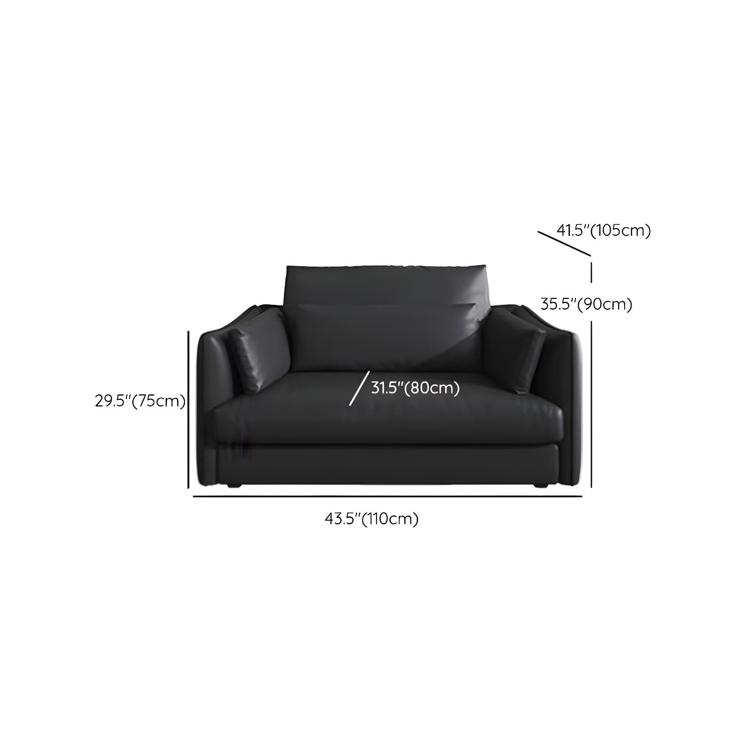 Modern Genuine Leather Sectional Sofa in Black with Recessed Arm thumbnail 9