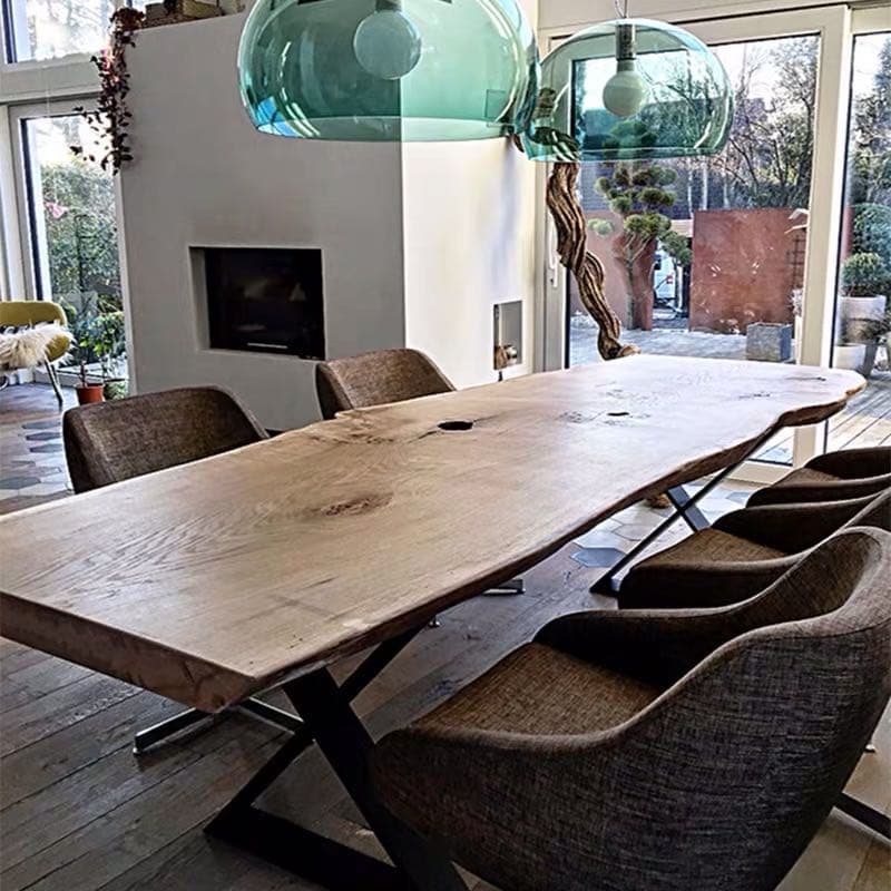 Scandinavian Rectangular Dining Table with Lumber Top in Auburn, Standard Height, Fixed Mechanism, Seats 8/6/4 thumbnail 6