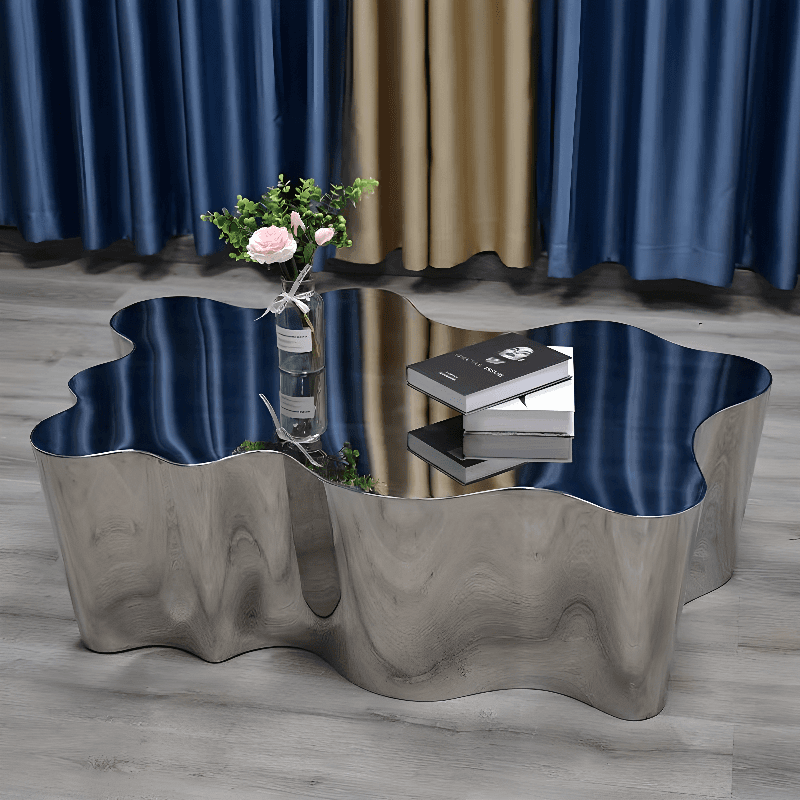 Silver Alloy Irregular/Circular-shaped Accent Table for Small Spaces thumbnail 12