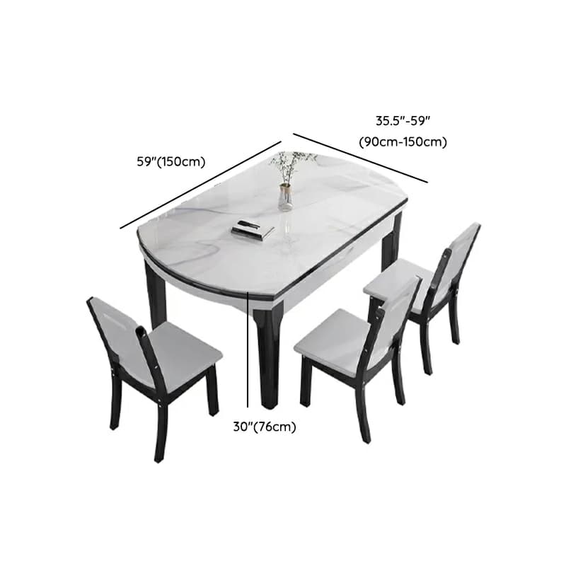 Stone Top Extendable Dining Set with Wood Legs Chairs for Home thumbnail 13