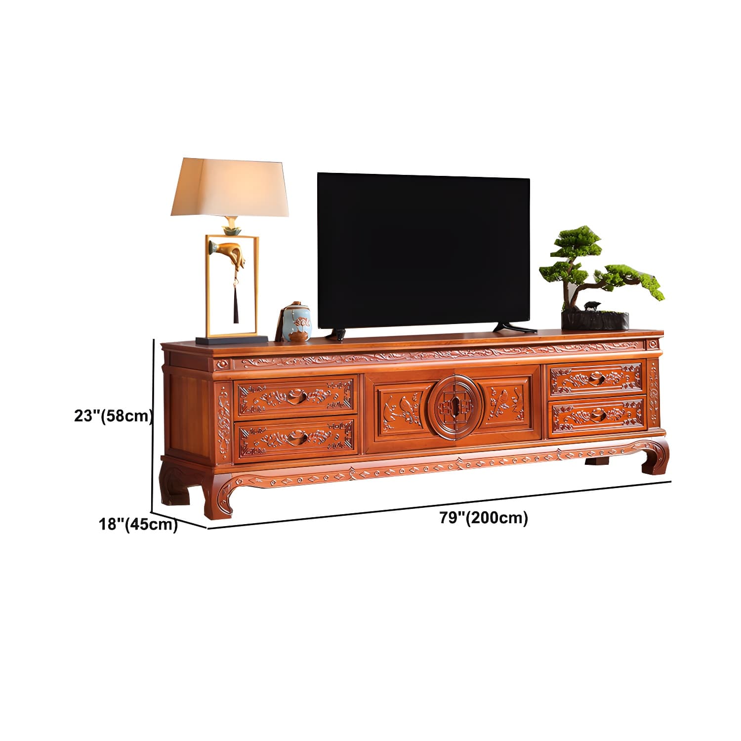 Wooden TV Cabinet Classical Storage TV Stand for Living Room thumbnail 15
