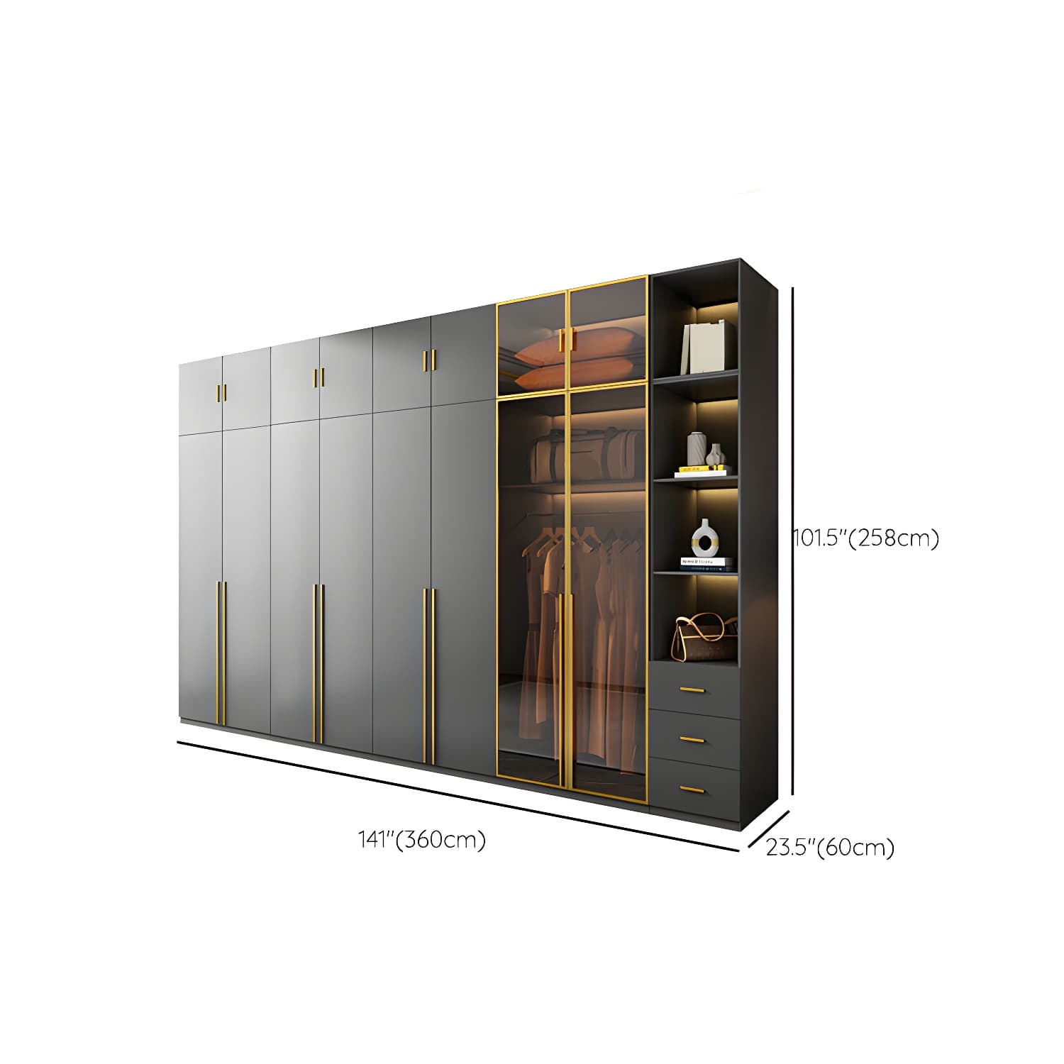Modern Glass Wardrobe Wardrobe Armoire Wardrobe Cabinet for Home thumbnail 38