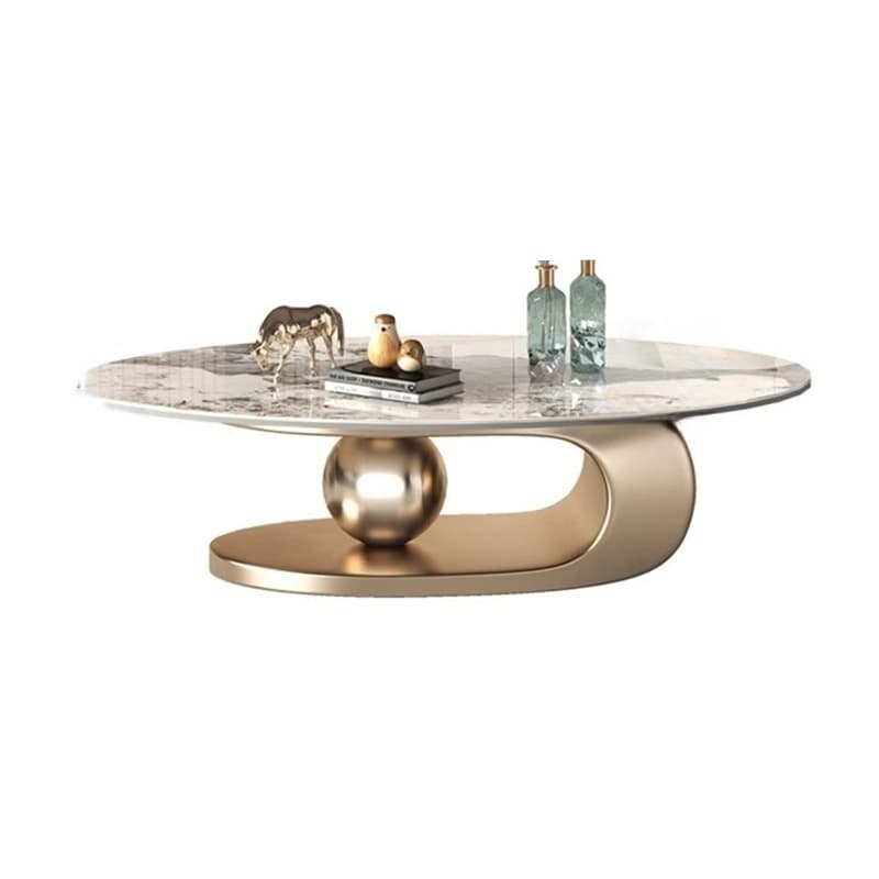 Luxurious Abstract Base Coffee Table with Elliptic Scratch-Resistant Stone Top thumbnail 8