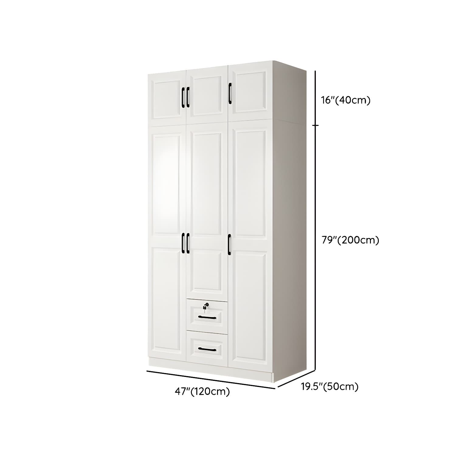 Wood White Modern Wardrobe Armoire with Drawers, Shelves, and Clothing Rod thumbnail 20