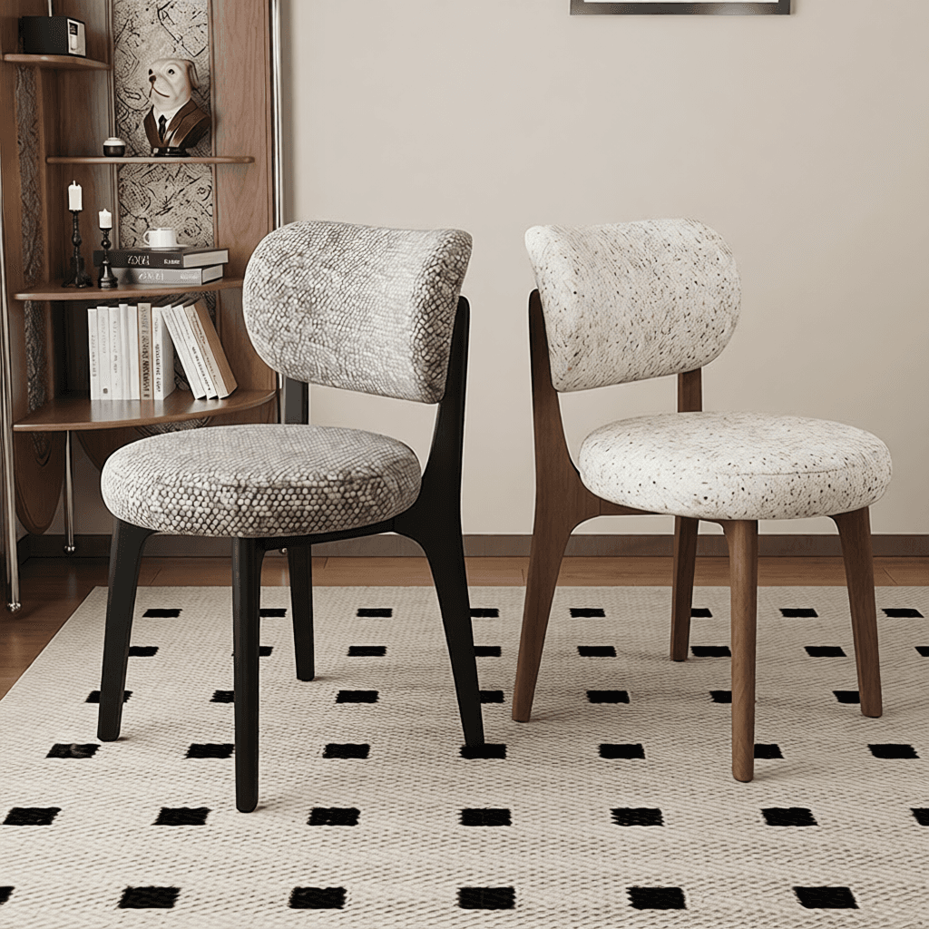 Modish Dining Room Side Chair with Padded Upholstery, Timber Legs, and Low Back thumbnail 6