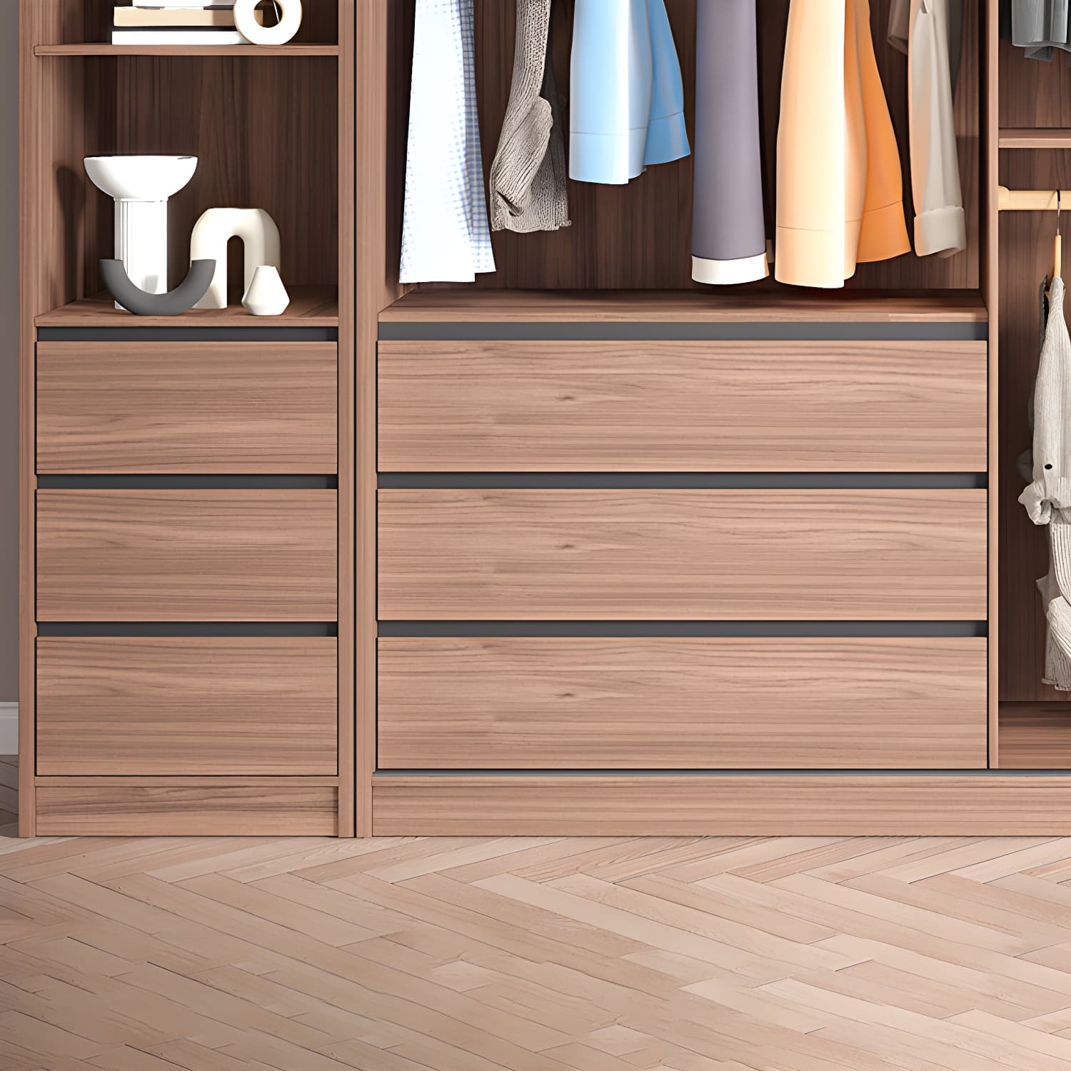 Contemporary Sliding Door Storage Cabinet Bedroom Cabinet with Drawers thumbnail 7